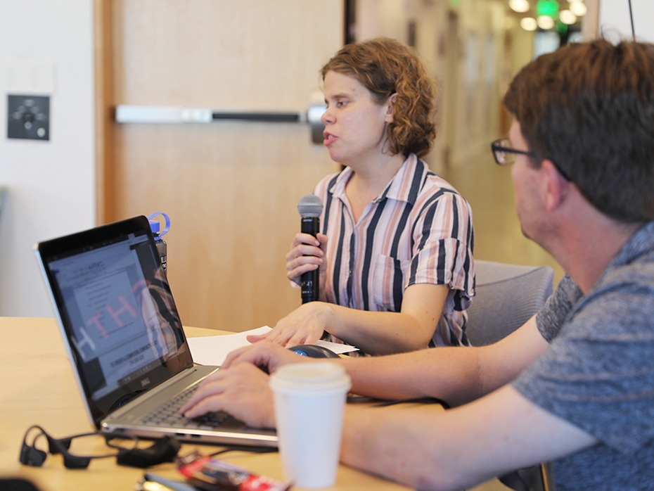 Erin Lauridsen and student