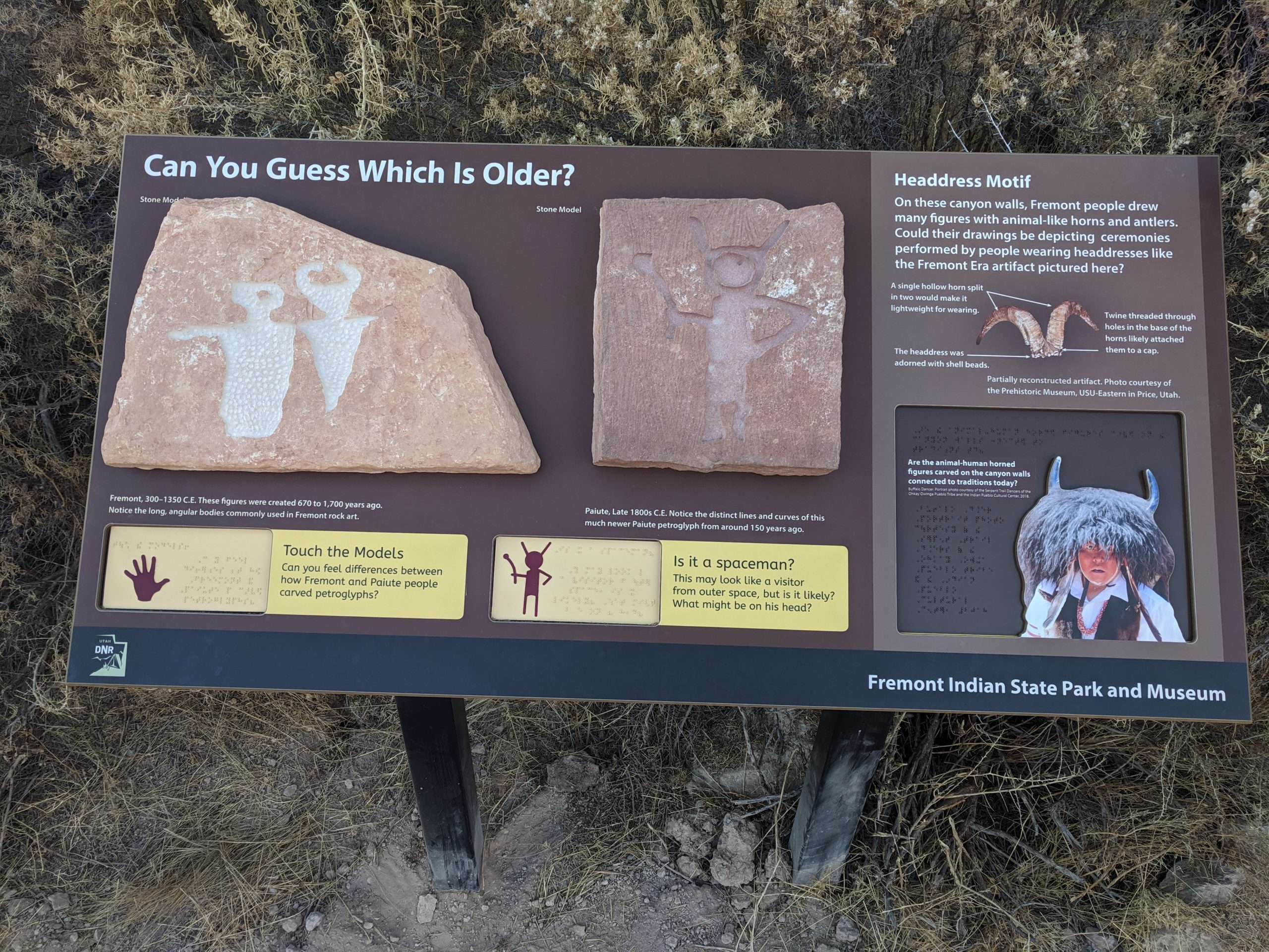 An installation of tactile models designed by MAD Lab at the Fremont Indian State Park in Utah