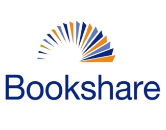 The Bookshare logo: a stylized book opened with all its pages fanned out over the word Bookshare