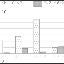 GunRightsVControlSpending_Featured Bar chart with 5 pairs of bars and braille labels