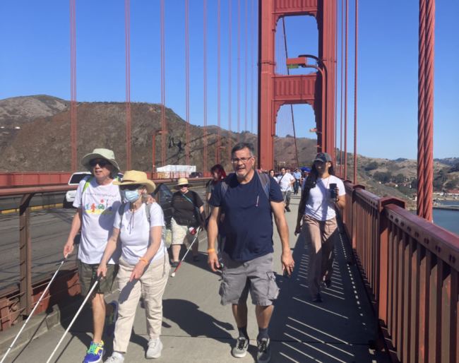 White Cane Day 2024 1 White Cane Day marchers cross the Golden Gate Bridge.