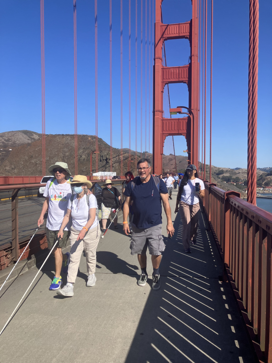 White Cane Day 2024 1 White Cane Day marchers cross the Golden Gate Bridge.