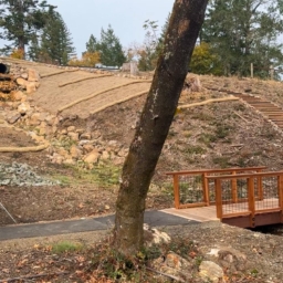 New EHC Director, Jamey Gump, and a visitor walk down a newly paved path at Enchanted Hills.