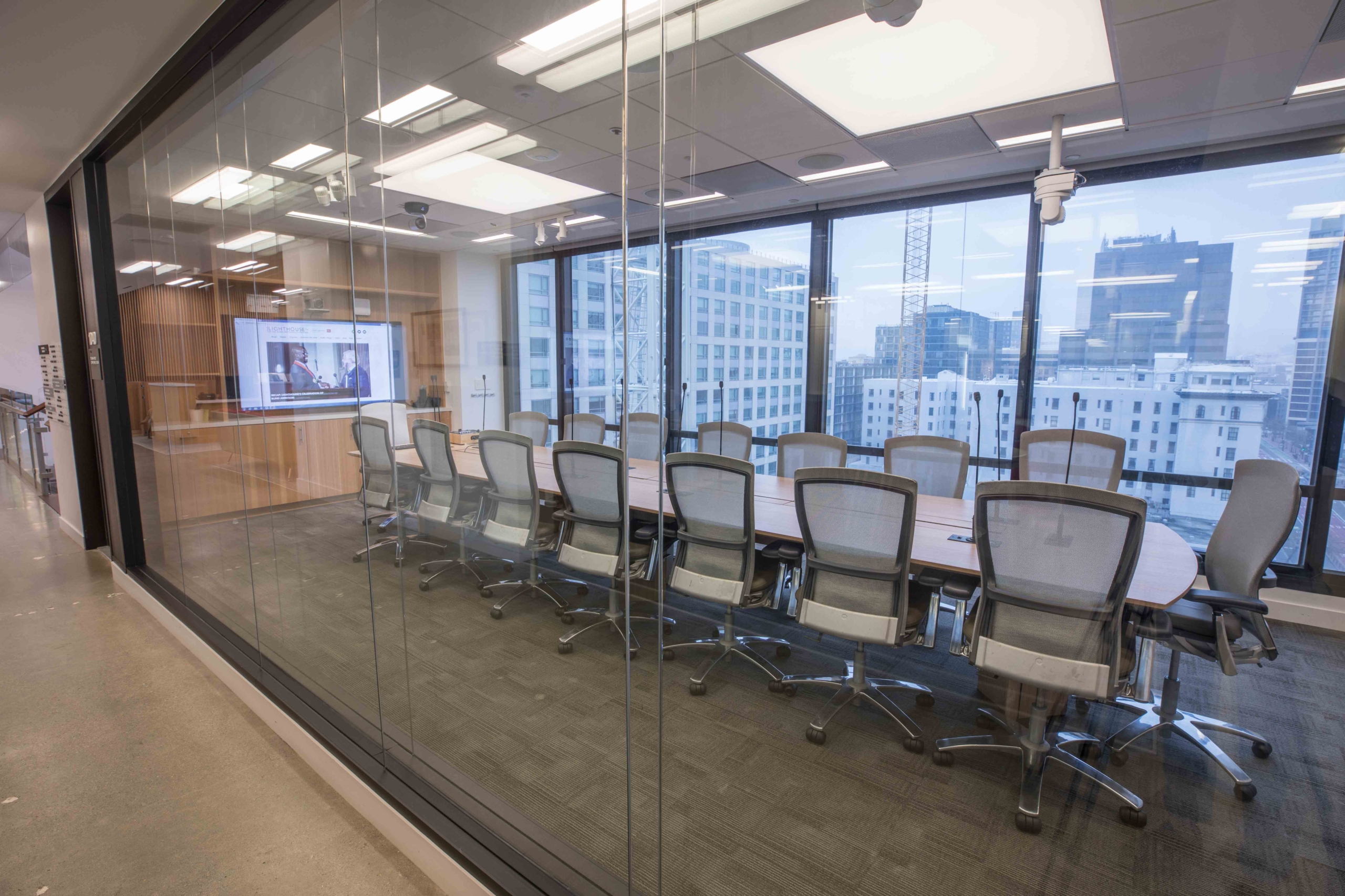 The 16-person 10th floor conference with a view toward Civic Center.