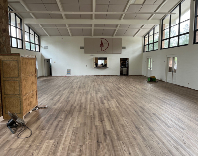 EHC Dining Hall Dining hall renovation shows brand-new wooden floors