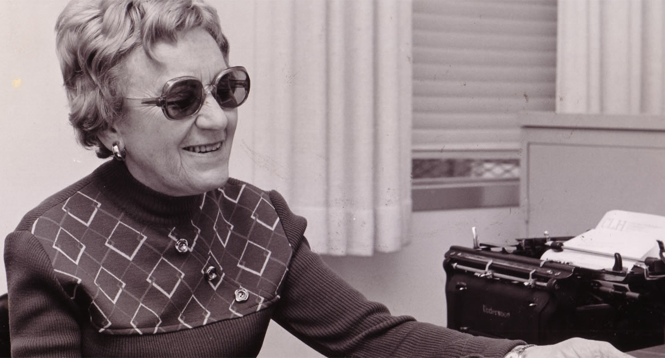 Rose Resnick at her desk.